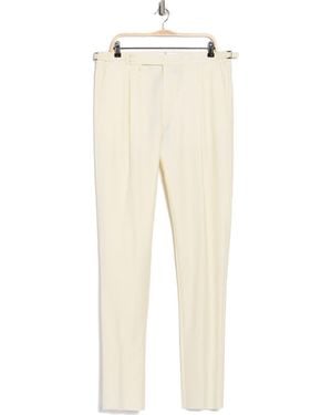 Zanella Danny Pleated Solid Wool Dress Pants - Natural