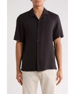 Rag & Bone Alan Cotton Gauze Camp Shirt - Black