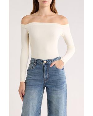 Blu Pepper Long Sleeve Off The Shoulder Top - Natural