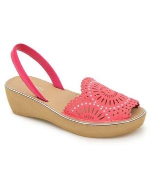 Kenneth Cole Fine Glass Foil Laser Wedge Sandal - Pink