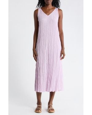 Eileen Fisher Pleated Silk Midi Dress - Purple