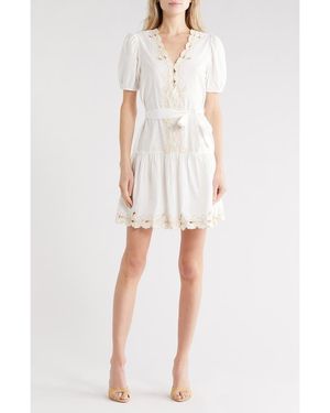 Rails Tulip Short Sleeve Cotton A-Line Dress - White