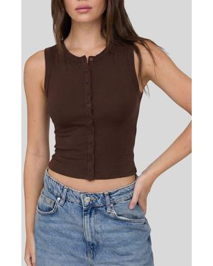 Blu Pepper Button Down Cotton Jersey Tank - Black