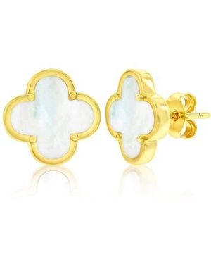 Simona Mother-Of-Pearl Clover Stud Earrings - Yellow