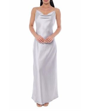 Marina Sleeveless Cowl Neck Satin Maxi Dress - White