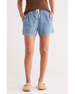 James Perse Drawstring Denim Shorts - Blue