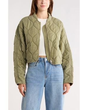 Blank NYC Quilted Bomber Jacket - Green