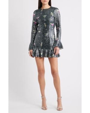 Saylor Brioni Sequin Long Sleeve Minidress - Black