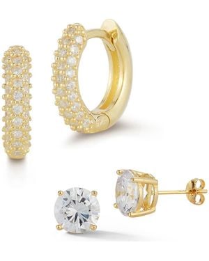 Glaze Jewelry Set Of 2 14K Plated Earrings - Metallic