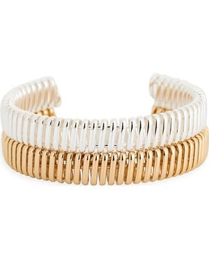 Nordstrom Rack Set Of 2 Ribbed Cuff Bracelets - Metallic