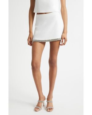 Alice + Olivia Rubi Embellished Micro Miniskirt - White