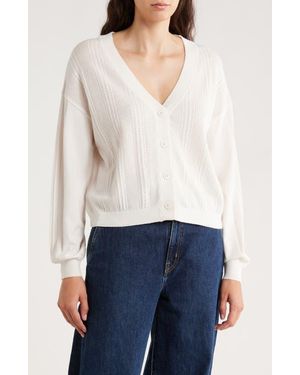 Splendid Cosett Pointelle V-Neck Cardigan - Natural