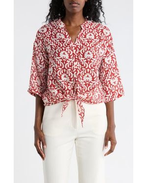 Halogen® Tie Front Top - Red