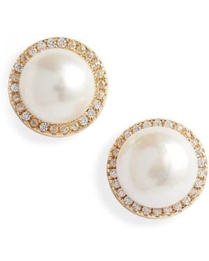 Sterling Forever Imitation Pearl Stud Earrings - Metallic