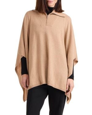 Bruno Magli Quarter Zip Wool & Cashmere Poncho - Black
