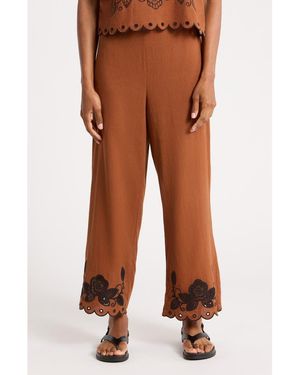 Ellen Tracy Embroidered Pants - Brown
