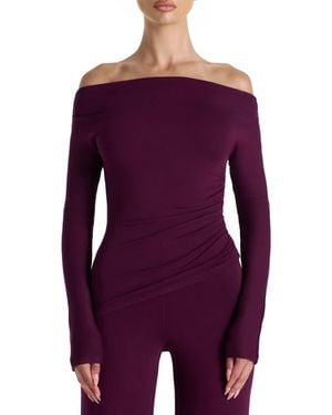 Naked Wardrobe Off The Shoulder Ruched Top - Purple