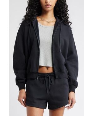 BP. Relaxed Cotton Blend Zip Hoodie - Black