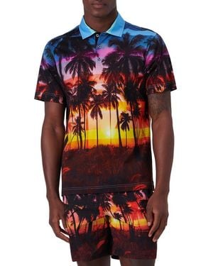 Bugatchi Digital Print Cotton Polo Shirt - Red
