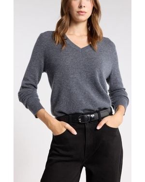 Nordstrom Cashmere V-Neck Sweater - Gray