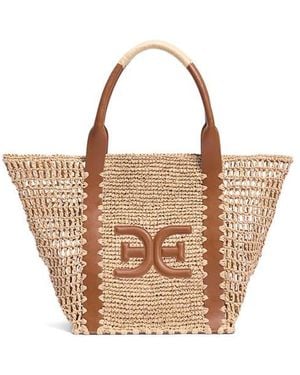 Sam Edelman Marley Open Weave Raffia Collapsible Tote Bag - Brown