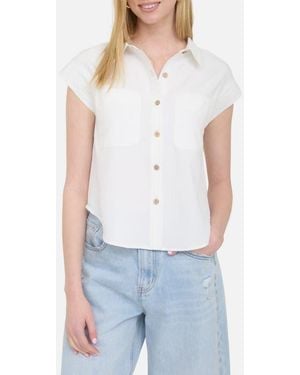 Blu Pepper Short Sleeve Button-Up Shirt - White
