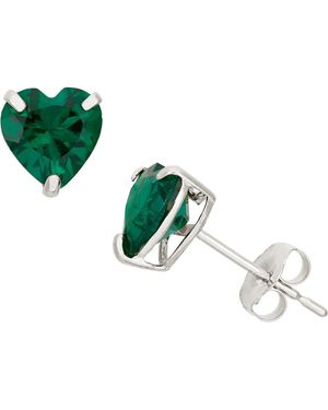 FZN 10K Faceted Heart Stud Earrings - Green