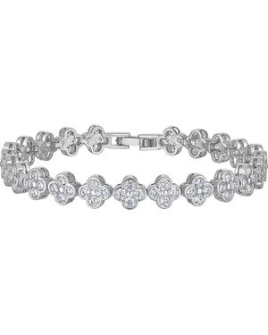 FZN Cubic Zirconia Clover Tennis Bracelet - Metallic