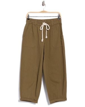 Democracy Tie Waist Barrel Pants - Green