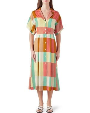 LK Bennett Izzy Block Print Midi Shirtdress - Red
