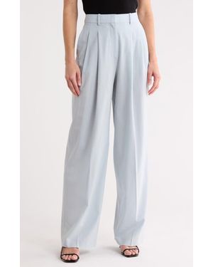 Theory Double Pleat Wool Blend Pants - White