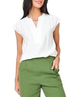 Gibsonlook Split Neck Cap Sleeve High-Low Top - Green