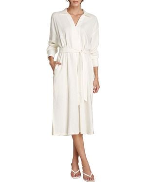 Matty M Willow Nadine Popover Long Sleeve Midi Shirtdress - White