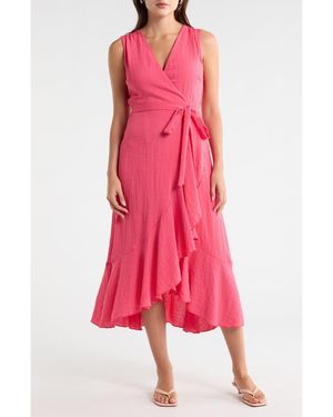 Sam Edelman Sleeveless Faux Wrap Dress - Pink