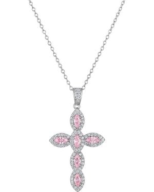 FZN Sterling & Cubic Zirconia Cross Pendant Necklace - White
