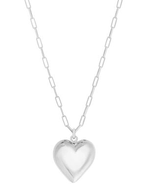 KARAT RUSH Paper Clip Chain Heart Pendant Necklace - White