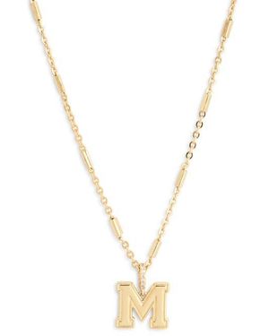 Leith Varsity Font Cubic Zirconia Initial Pendant Necklace - Metallic