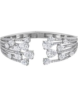 FZN Cubic Zirconia Hinged Bracelet - Metallic