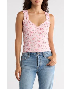 Madden Girl Ruffle Trim Rib Tank Top - Blue