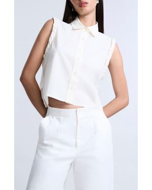 BCBGMAXAZRIA Braided Button-Up Shirt - White