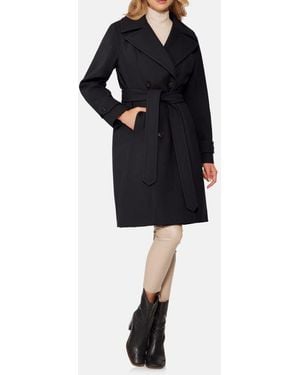 Norwegian Wool Double Breasted Virgin Wool Blend 750 Fill Power Down Waterproof Coat - Black