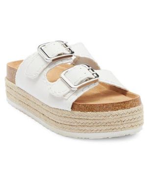 ASOS Traffic Double Buckle Espadrille Flatform Sandal - White