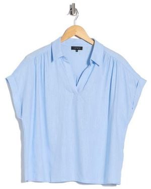 1.STATE Collared Boxy Top - Blue