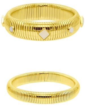 Adornia Set Of 2 Coil Bangle Bracelets - Yellow