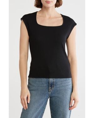 Melrose and Market Square Neck Top - Black