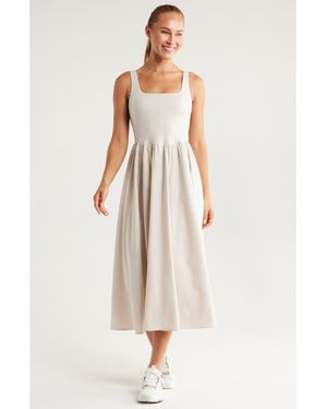 Zella Effortless Square Neck Midi Dress - White