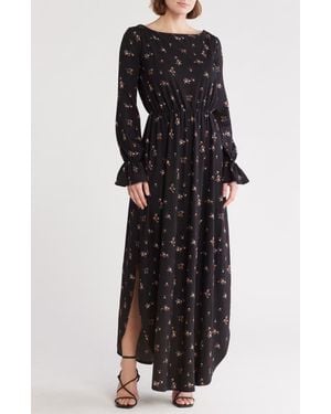 Go Couture Long Sleeve Knit Maxi Dress - Black