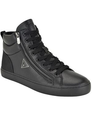 Guess Faux Leather High Top Sneaker - Black