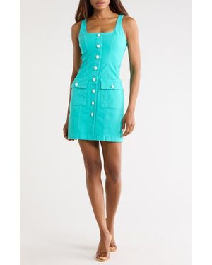 L'Agence Midy Button Front Tank Dress - Blue