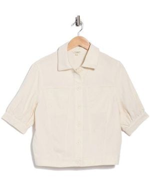 Max Studio Twill Short Sleeve Jacket - Natural